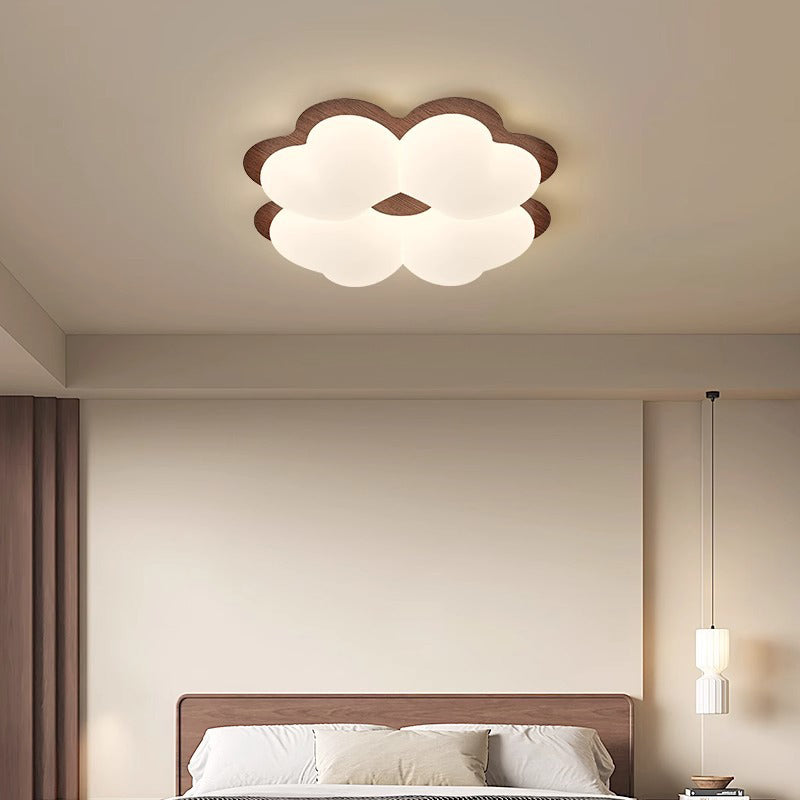 Contemporary Creative Clover Shape PE Iron LED Flush Mount Ceiling Light For Bedroom