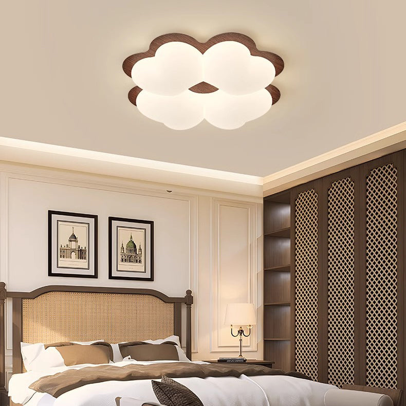 Contemporary Creative Clover Shape PE Iron LED Flush Mount Ceiling Light For Bedroom