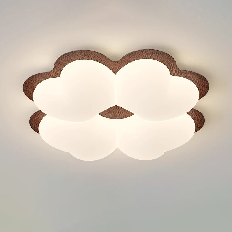 Contemporary Creative Clover Shape PE Iron LED Flush Mount Ceiling Light For Bedroom