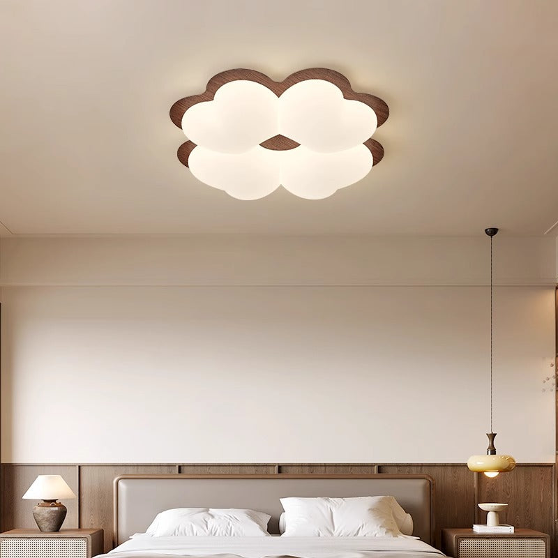 Contemporary Creative Clover Shape PE Iron LED Flush Mount Ceiling Light For Bedroom