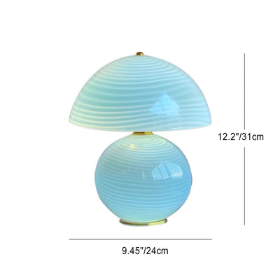 Contemporary Creative Water Ripple Round Half Circle Hardware Glass 1-Light Table Lamp For Bedroom