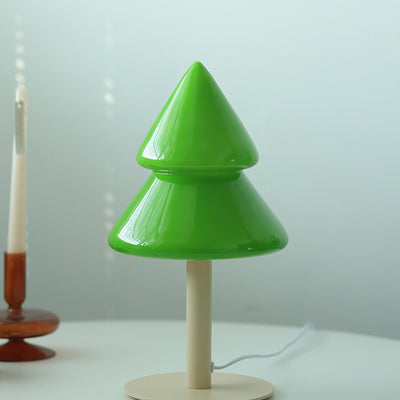 Contemporary Creative Christmas Tree Iron Glass 1-Light Table Lamp For Bedroom