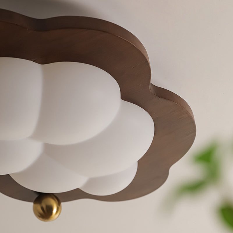 Contemporary Creative Dome Cloud Star Heart Wood Iron Acrylic Flush Mount Ceiling Light For Bedroom