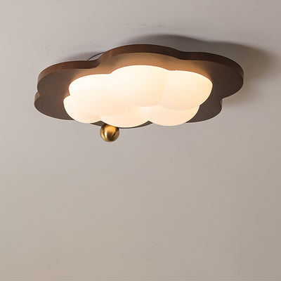 Contemporary Creative Dome Cloud Star Heart Wood Iron Acrylic Flush Mount Ceiling Light For Bedroom