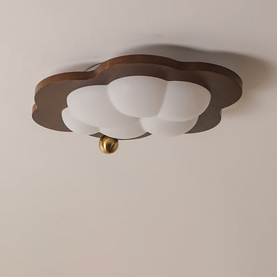 Contemporary Creative Dome Cloud Star Heart Wood Iron Acrylic Flush Mount Ceiling Light For Bedroom