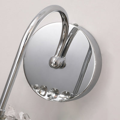 Modern Luxury Round Cylinder Hardware Stainless Steel Crystal 1-Light Wall Sconce Lamp For Bedroom