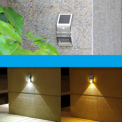 Modern Minimalist Solar Waterproof Trapezoidal ABS PC Stainless Steel LED Wall Sconce Lamp For Outdoor