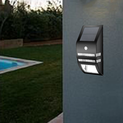 Modern Minimalist Solar Waterproof Trapezoidal ABS PC Stainless Steel LED Wall Sconce Lamp For Outdoor