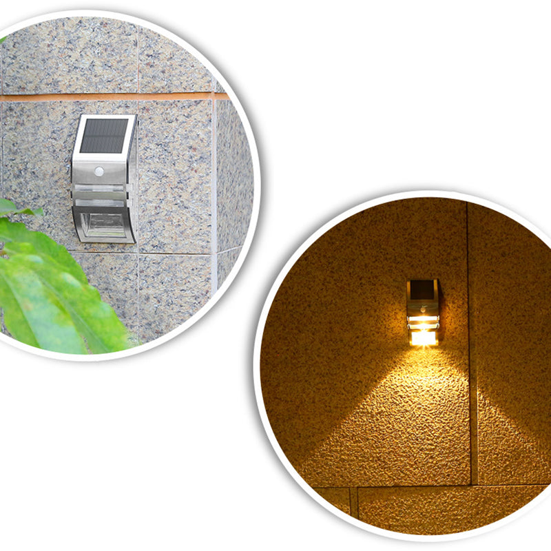 Modern Minimalist Solar Waterproof Trapezoidal ABS PC Stainless Steel LED Wall Sconce Lamp For Outdoor