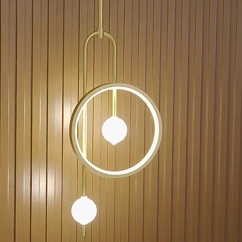 Contemporary Scandinavian Round Circle Hardware Acrylic LED Pendant Light For Bedroom