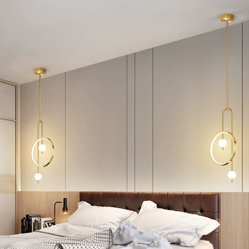 Contemporary Scandinavian Round Circle Hardware Acrylic LED Pendant Light For Bedroom