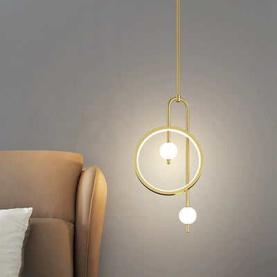 Contemporary Scandinavian Round Circle Hardware Acrylic LED Pendant Light For Bedroom