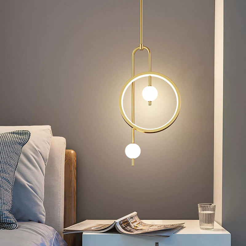 Contemporary Scandinavian Round Circle Hardware Acrylic LED Pendant Light For Bedroom