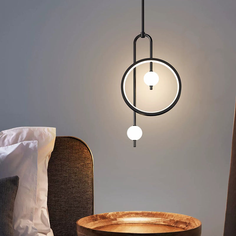 Contemporary Scandinavian Round Circle Hardware Acrylic LED Pendant Light For Bedroom