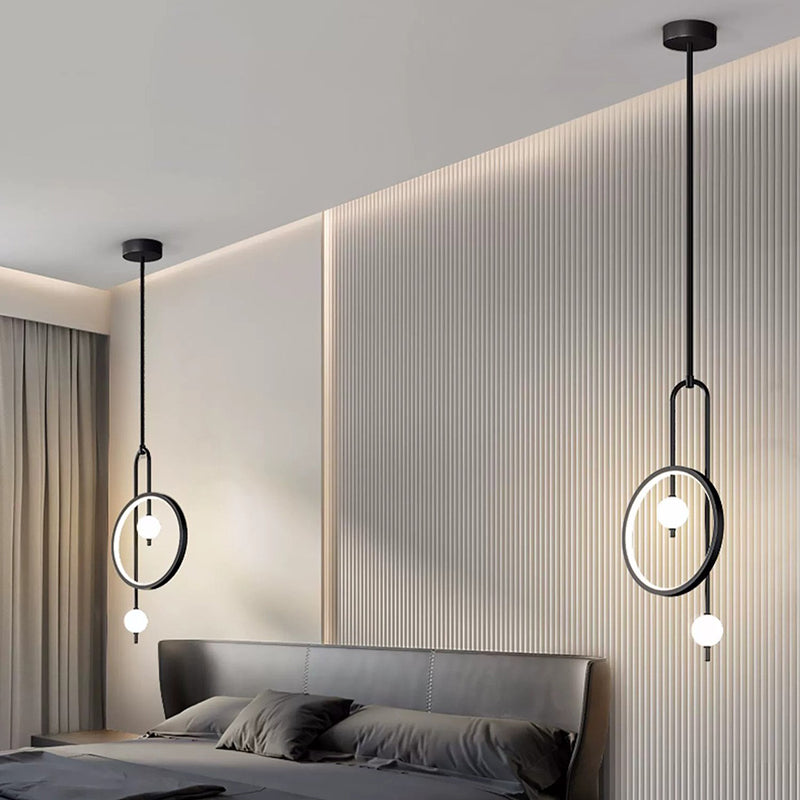 Contemporary Scandinavian Round Circle Hardware Acrylic LED Pendant Light For Bedroom