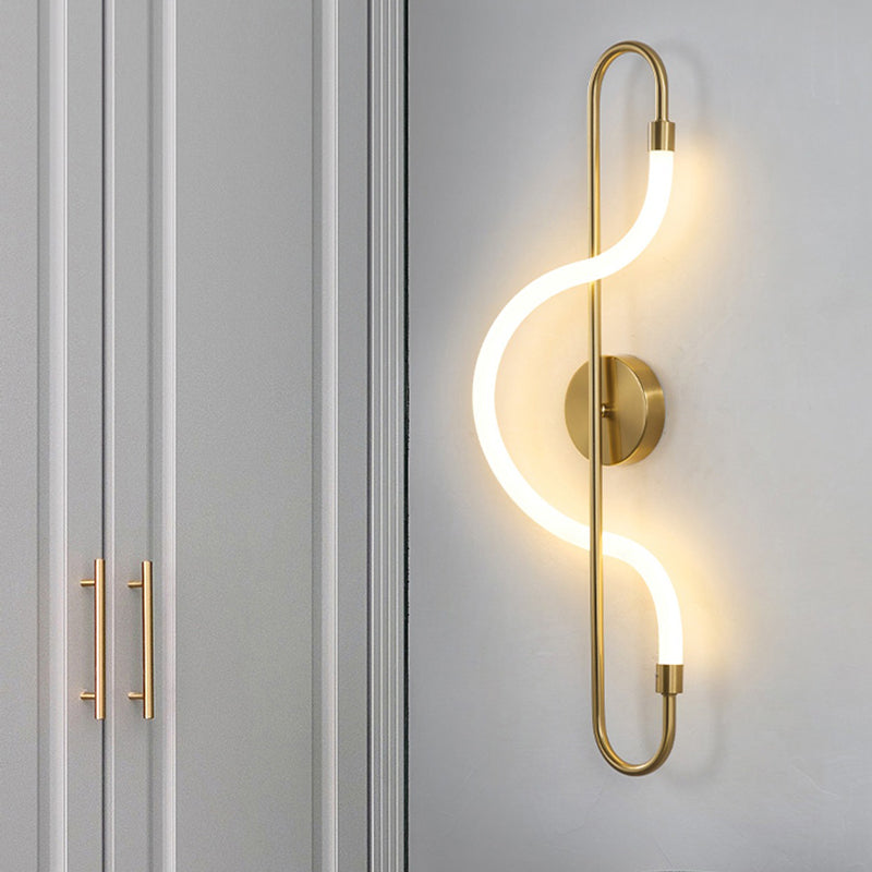 Contemporary Creative Music Note Shape Iron Acrylic LED Wall Sconce Lamp For Bedroom