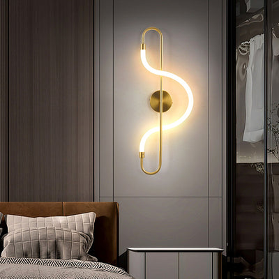 Contemporary Creative Music Note Shape Iron Acrylic LED Wall Sconce Lamp For Bedroom