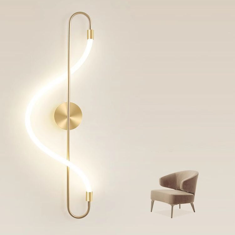 Contemporary Creative Music Note Shape Iron Acrylic LED Wall Sconce Lamp For Bedroom