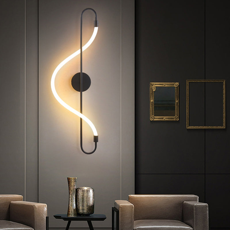 Contemporary Creative Music Note Shape Iron Acrylic LED Wall Sconce Lamp For Bedroom