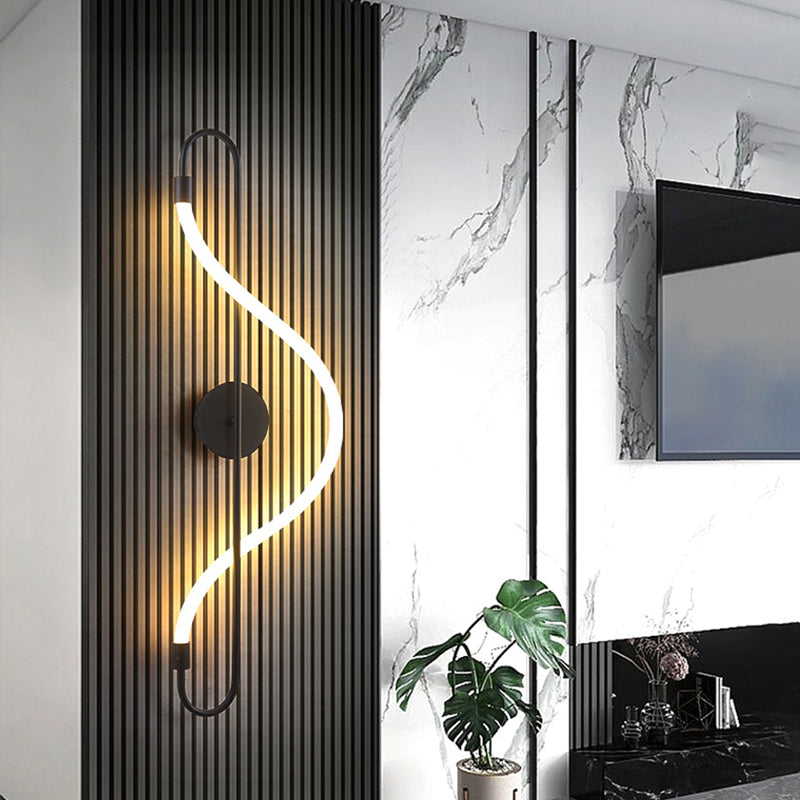 Contemporary Creative Music Note Shape Iron Acrylic LED Wall Sconce Lamp For Bedroom