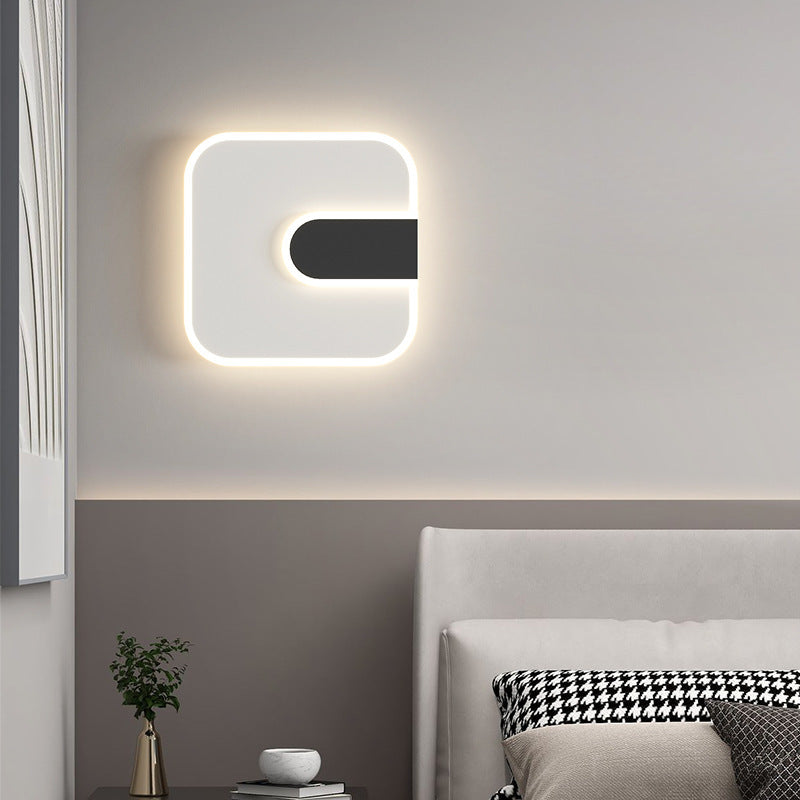 Modern Minimalist Round Square Iron Acrylic LED Wall Sconce Lamp For Bedroom