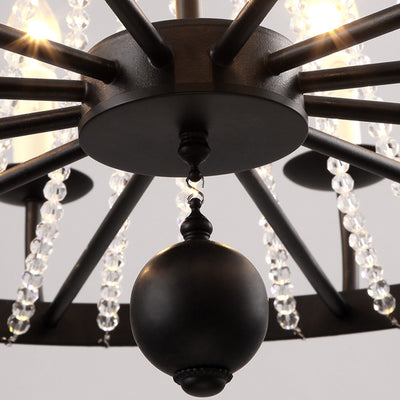 Traditional French Candle Round Iron Crystal 8/10/12 Light Chandelier For Living Room