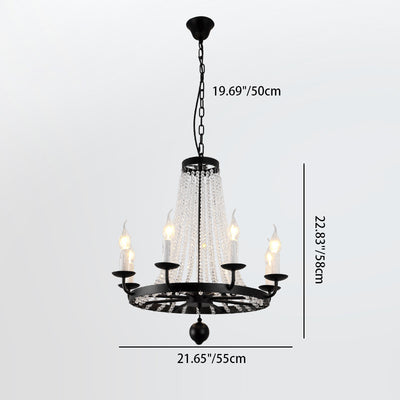 Traditional French Candle Round Iron Crystal 8/10/12 Light Chandelier For Living Room