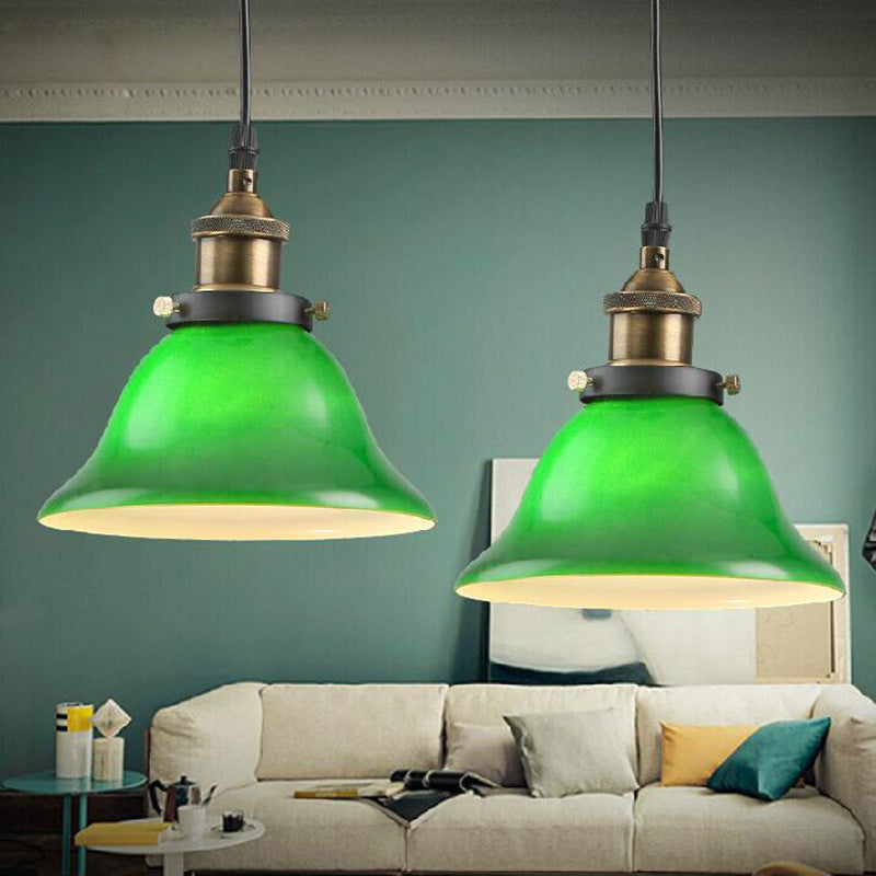 Contemporary Industrial Round Cone Metal Glass 1-Light Pendant Light For Living Room