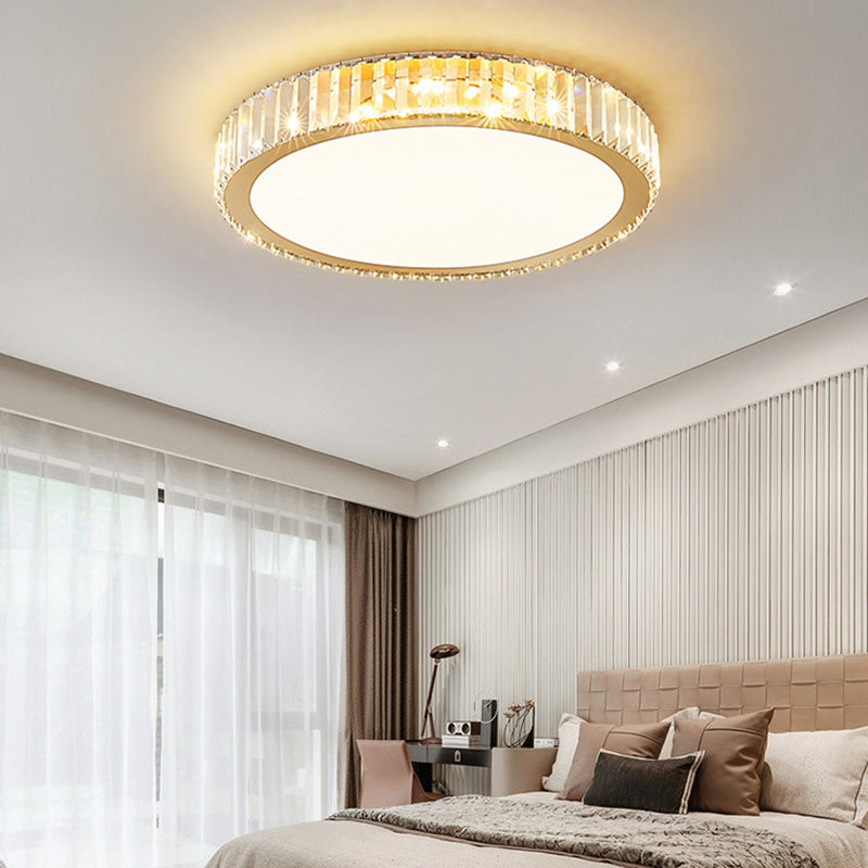 Modern Luxury Star Moon Round Square Flower Shape Stainless Steel Crystal Acrylic LED Flush Mount Ceiling Light For Bedroom