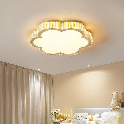 Modern Luxury Star Moon Round Square Flower Shape Stainless Steel Crystal Acrylic LED Flush Mount Ceiling Light For Bedroom