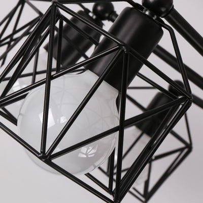 Contemporary Industrial Hexagonal Iron 3/5/6/8 Light Semi-Flush Mount Ceiling Light For Living Room