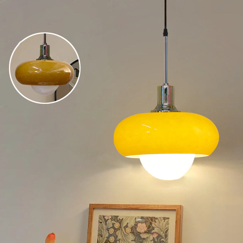 Contemporary Scandinavian Tart Round Hardware Glass 1-Light Pendant Light For Dining Room