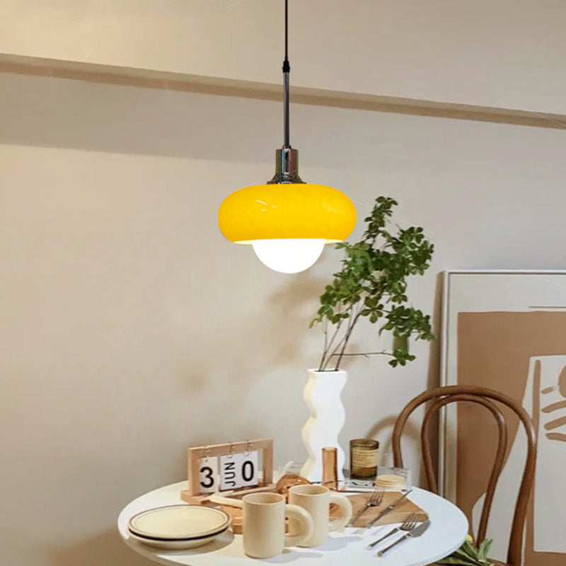 Contemporary Scandinavian Tart Round Hardware Glass 1-Light Pendant Light For Dining Room