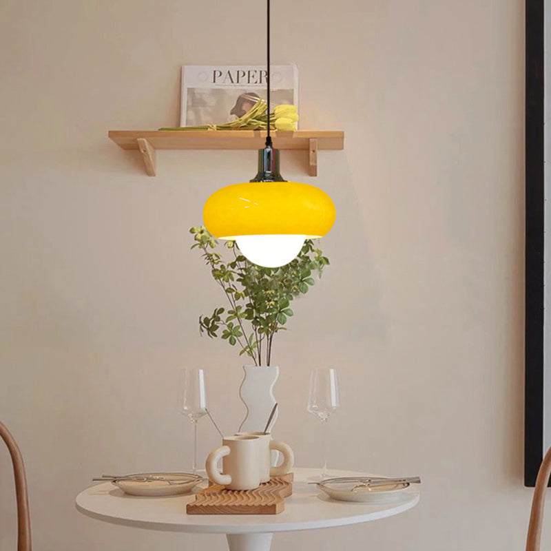 Contemporary Scandinavian Tart Round Hardware Glass 1-Light Pendant Light For Dining Room