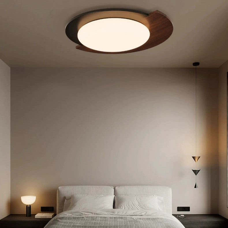 Modern Minimalist Wabi Sabi Round Dome Iron Acrylic LED Flush Mount Ceiling Light For Bedroom