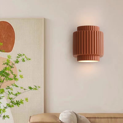 Contemporary Scandinavian Cream Cylinder Resin 2-Light Wall Sconce Lamp For Bedroom