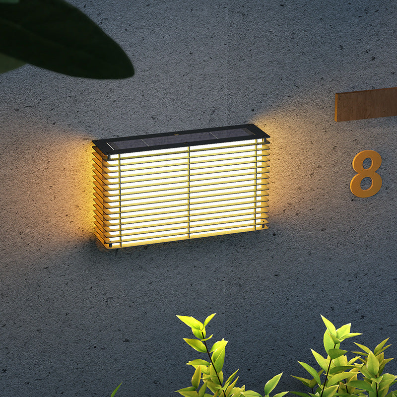 Modern Minimalist Solar Waterproof Rectangle PE Stainless Steel LED Outdoor Light For Outdoor