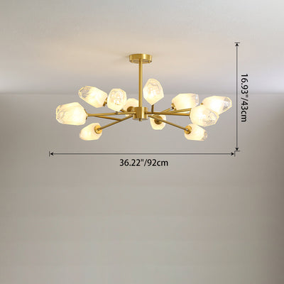 Modern Luxury Diamond Shape Copper Glass 6/9/12/15/18 Light Chandelier For Living Room