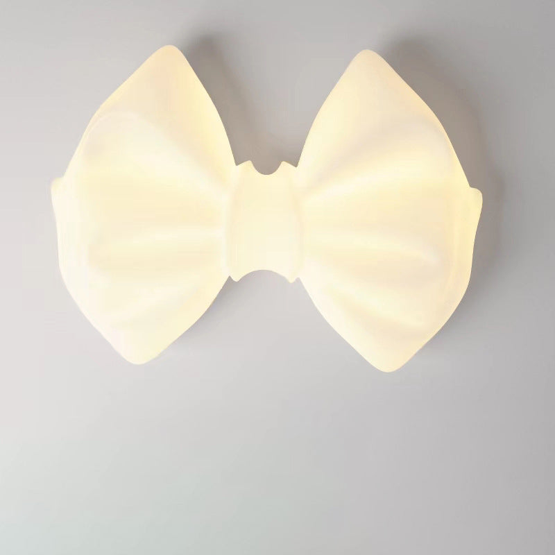 Contemporary Creative Cream Kids Cute Bow PE Iron LED Flush Mount Ceiling Light For Bedroom