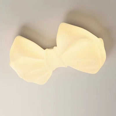 Contemporary Creative Cream Kids Cute Bow PE Iron LED Flush Mount Ceiling Light For Bedroom