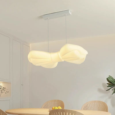 Contemporary Creative Cream Cute Bow PE Iron LED Chandelier For Bedroom