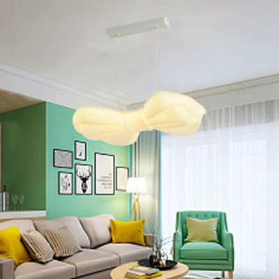 Contemporary Creative Cream Cute Bow PE Iron LED Chandelier For Bedroom