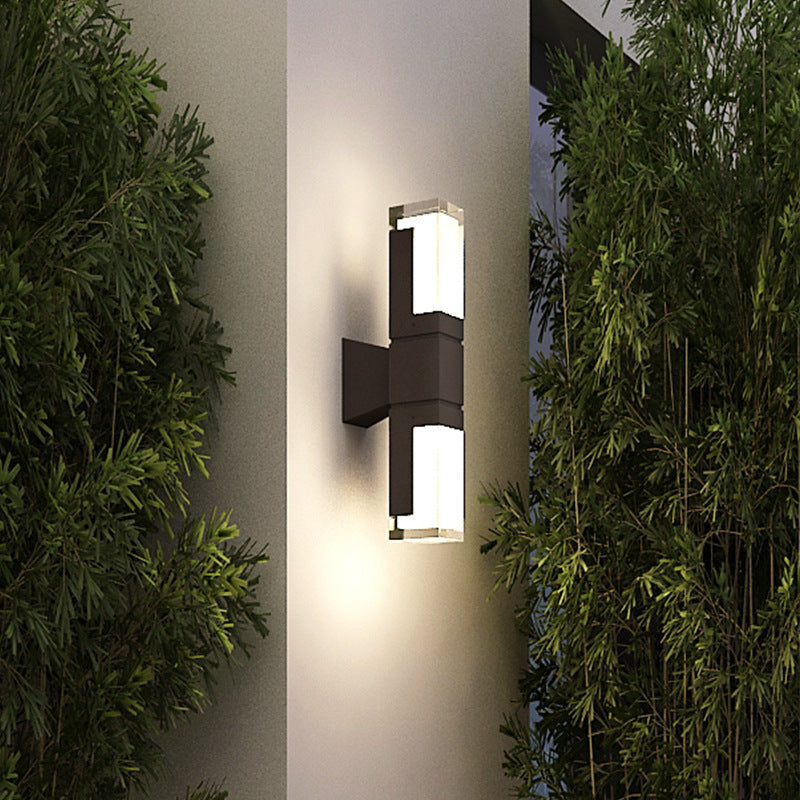 Modern Minimalist Waterproof Rectangle Aluminum Acrylic LED Wall Sconce Lamp For Outdoor