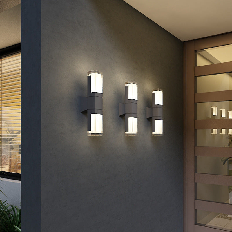 Modern Minimalist Waterproof Rectangle Aluminum Acrylic LED Wall Sconce Lamp For Outdoor