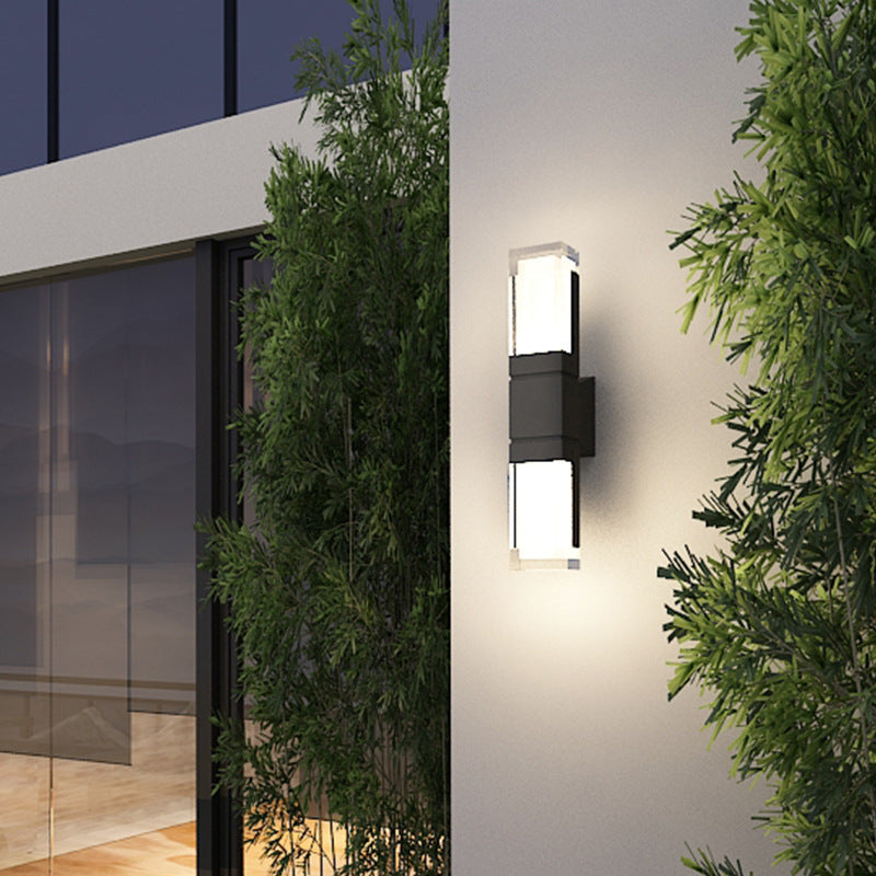 Modern Minimalist Waterproof Rectangle Aluminum Acrylic LED Wall Sconce Lamp For Outdoor