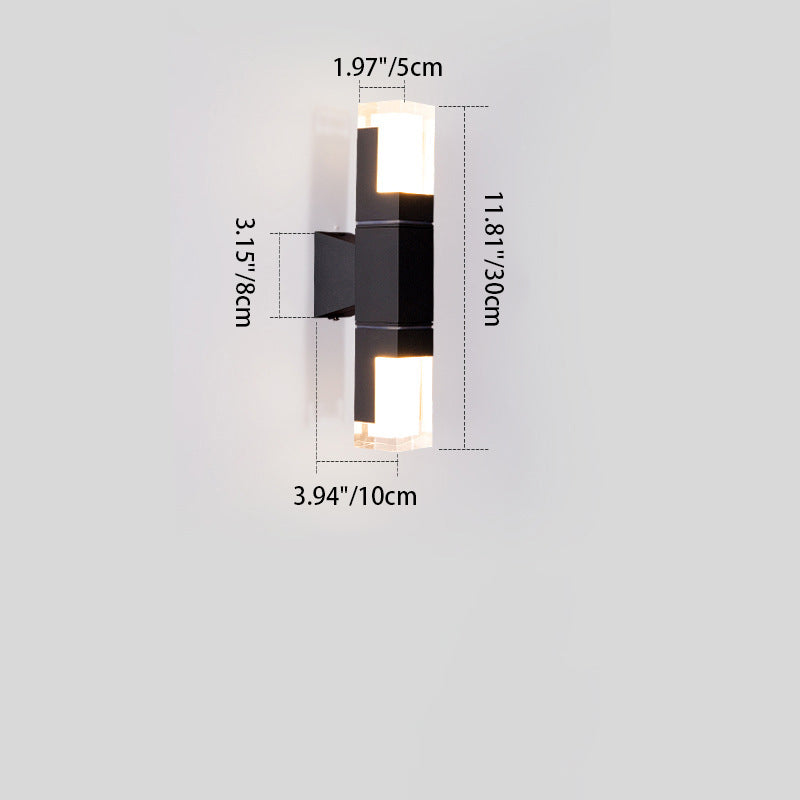 Modern Minimalist Waterproof Rectangle Aluminum Acrylic LED Wall Sconce Lamp For Outdoor