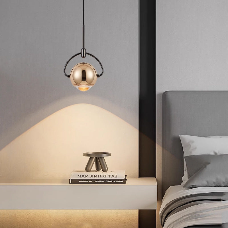 Contemporary Scandinavian Round Orb Aluminum Glass LED Pendant Light For Bedroom