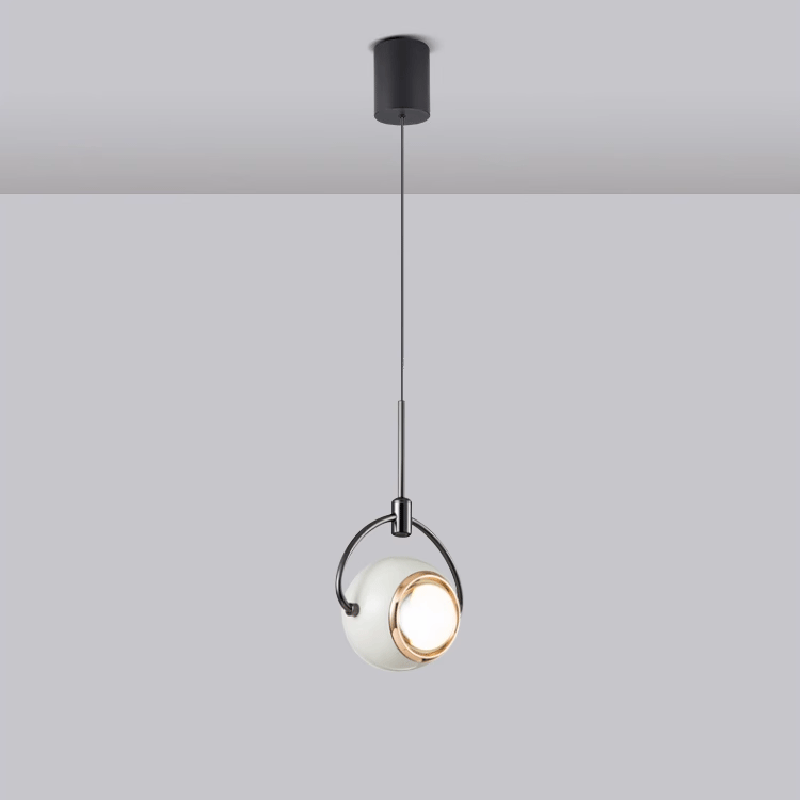 Contemporary Scandinavian Round Orb Aluminum Glass LED Pendant Light For Bedroom