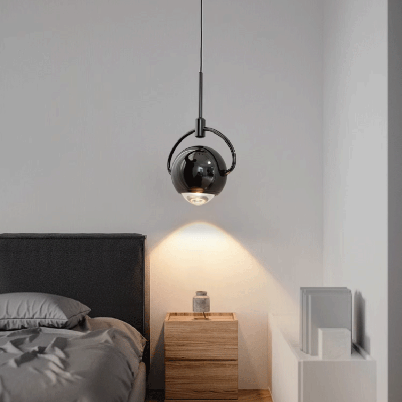 Contemporary Scandinavian Round Orb Aluminum Glass LED Pendant Light For Bedroom