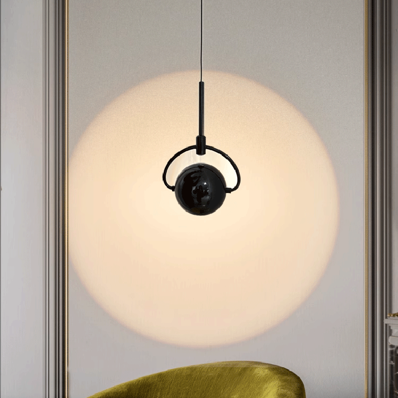 Contemporary Scandinavian Round Orb Aluminum Glass LED Pendant Light For Bedroom